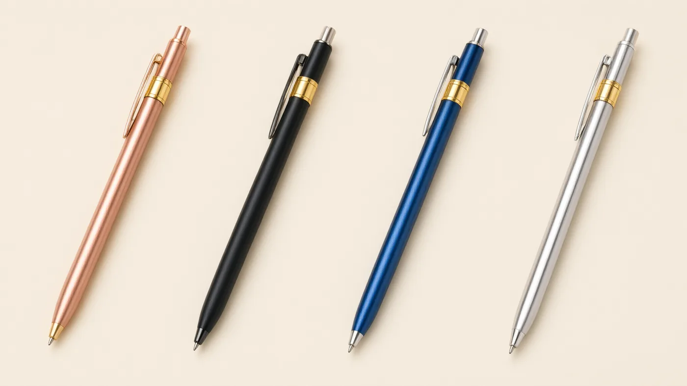 A lineup of 2.0mm graphite and colored leads graded from hard to soft on a workbench